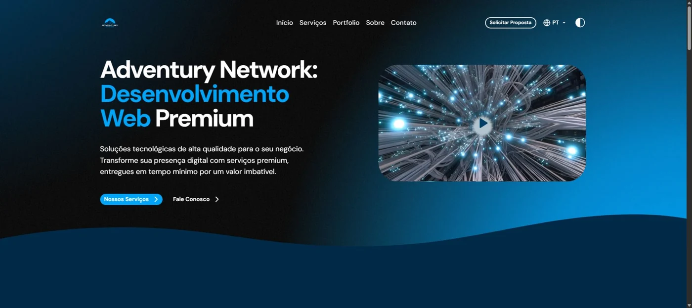 Site da Adventury Network, dedicado a desenvolvimento web e soluções tecnológicas